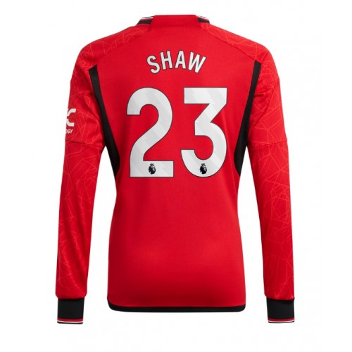 Moški Nogometni dresi Manchester United Luke Shaw #23 Domači 2023-24 Dolgi Rokav